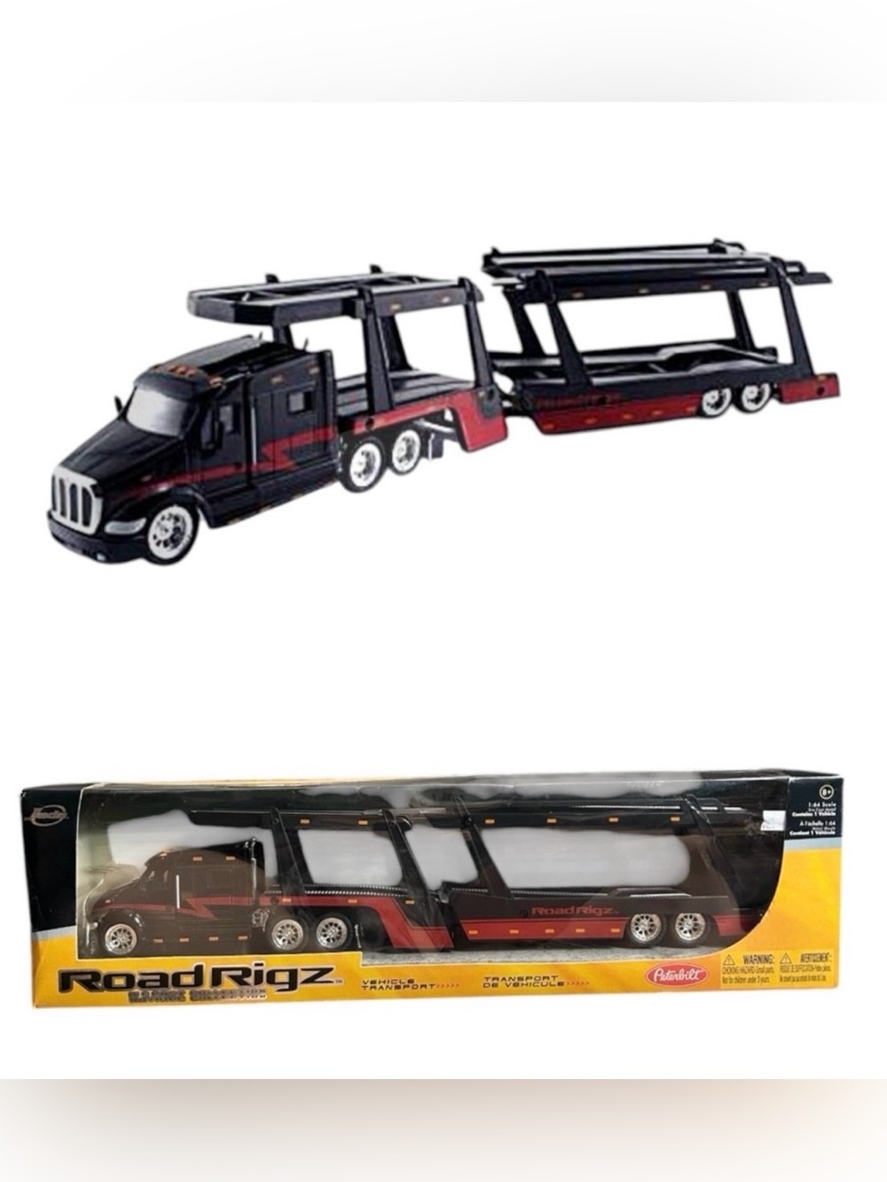 ROAD RIGZ 1:64 Die-Cast Peterbilt Transport Hauler Black & Red NIB - Sealed